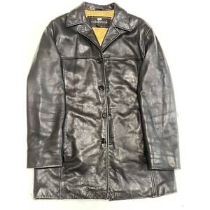 Vintage American Classic Colebrook Men's Soft Leather Jacket Black Button Up M
